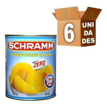 Imagem de Kit Com 6 Pêssegos Em Calda Zero Açúcar 450g - Schramm - Shramm