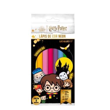 Imagem de Lápis de Cor Escolar Grosso Jumbo Harry Potter 8 Cores Neon - Leonora