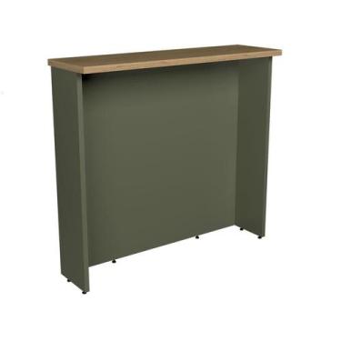 Imagem de Bancada Ilha Évora Verde e Carvalho 120 cm - Modern