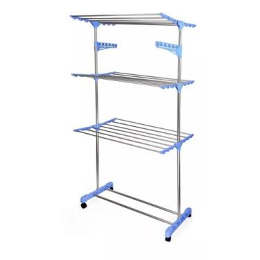 Imagem de Varal De Chão Vertical Para Roupas 3 Andares Dobrável Portátil Grande 