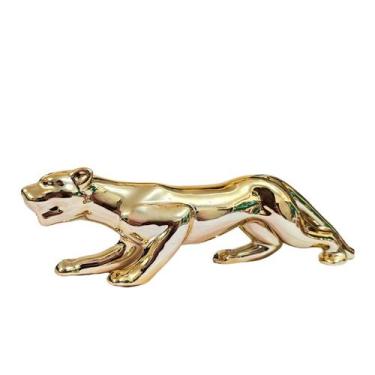 Imagem de Pantera Negra Leopardo jaguar Escultura Estatua Decoração Casa premium