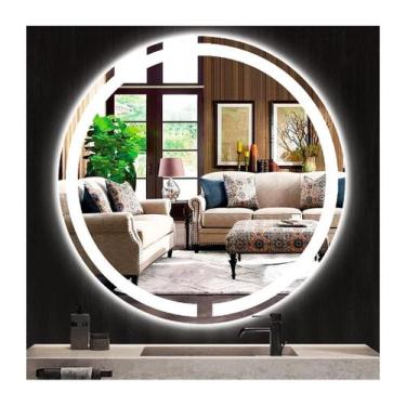 Imagem de Espelho redondo jateado iluminado com led frio frontal 60cm - Woodglas