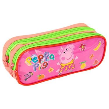 Imagem de Estojo Escolar Infantil Duplo Peppa Pig Oficial Sestini Rosa