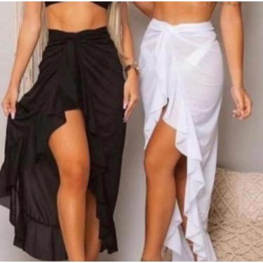 Imagem de Kit Saida De Praia Longa  Parêo  Envelope Com Babado Verão - Fay Store