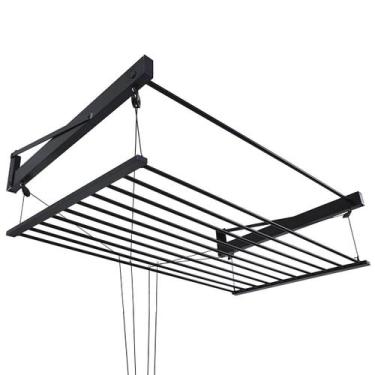 Imagem de Varal De Parede Sobe E Desce Manual Classico Preto 70 Cm Aluminio - Bi