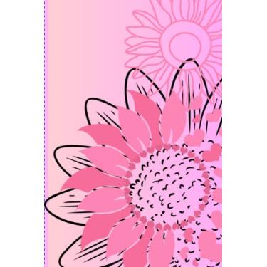 Imagem de Libreta personal: Con estampado de girasoles en color rosado (100 hojas con líneas)