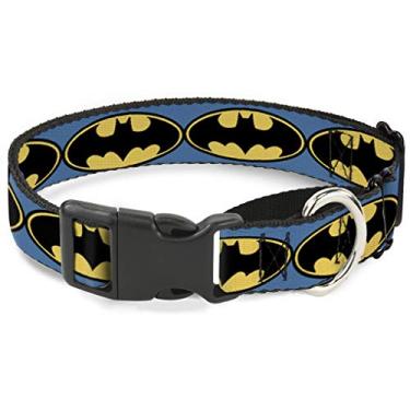 Imagem de Coleira para cães com sinal de morcego e 3 azul, preto, amarelo, 40,6 a 58,8 cm de largura