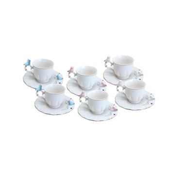 Imagem de Wolff CJ 6 XÍCARAS CAFÉ PORCELANA BIRDS ROUND PLATE COLORIDO 100ml