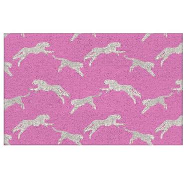 Imagem de LUVADIAN Tapete de porta moderno rosa choque leopardo preppy - Tapete de boas-vindas rosa, capacho rosa, entrada interna, decoração de quarto infantil para meninas, decoração de dormitório rosa, 43 x