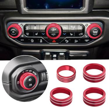 Imagem de Zekrom Controle de volume de ar condicionado, radiofol, console central, interruptor para Jeep Wrangler JL JLU Gladiator JT 2018-2024, acessórios interiores, liga de alumínio, 4 peças (vermelho)