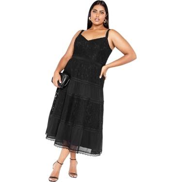 Imagem de City Chic Vestido plus size, vestido de renda Rosalyn, Preto, 58