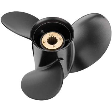 Imagem de Qiclear Marine 10 3/8 x 13 (13 estrias) | 48-73136A45 Hélice externa de alumínio de atualização OEM para motores Mercury 30-70HP/25hp Bigfoot (4 tempos), RH