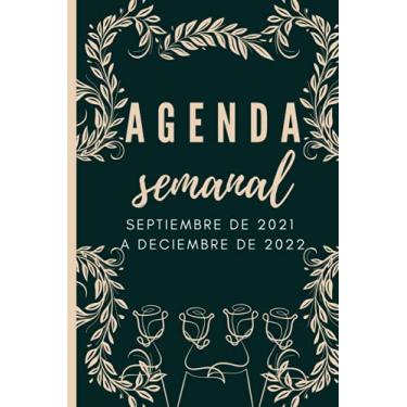 Imagem de AGENDA SEMANAL SEPTIEMBRE DE 2021A DECIEMBRE DE 2022: Calendario Clásica Pequeña | Planificador Semana Vista Tamaño Extra Grande Din 6X9 inch, 16 Meses | Diseño cubierta de mármol