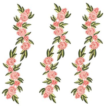 Imagem de 6 peças de apliques de flores de 38 cm de comprimento grande costurados bordados de renda kit de artesanato para aparar jeans, roupas, bolsas, decoração de enfeites (champanhe)