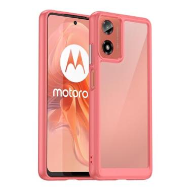 Imagem de GTBDEKI Capa transparente para Moto G24, capa para Motorola G24 com protetor de tela HD, policarbonato rígido transparente à prova de choque + capa protetora de TPU para Motorola Moto G24 vermelho