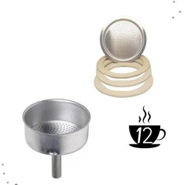 Imagem de Kit Reparo Cafeteira Italiana 12 Xícaras Funil Filtro - Kehome