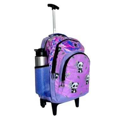 Imagem de Mochila De Rodinhas Panda Menina Escolar Linda Resistente (Lilas)