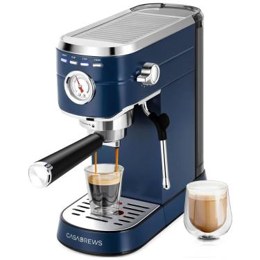 Imagem de Máquina de Café Expresso Profissional 20 Bar com Bocal de Leite e Tanque de Água Removível de 1L, 110V 1350W, CASABREWS, Azul Safira