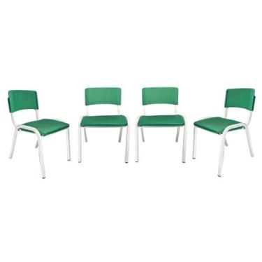 Imagem de Kit 4 Cadeiras Iso Infantil Verde Musgo Brinquedoteca Escola Igreja Cr