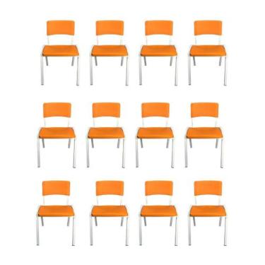 Imagem de Kit 12 Cadeira Iso Infantil Laranja Escolar e Creche  - ECOMHOME