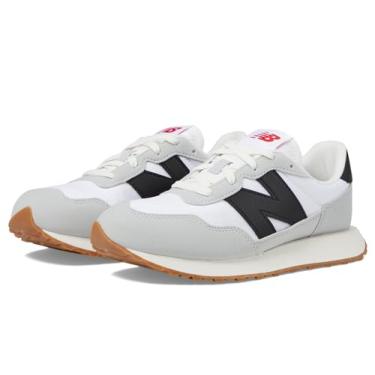 Imagem de New Balance Tênis unissex infantil 237 V1 com cadarço, Branco/preto, 5.5 Big Kid