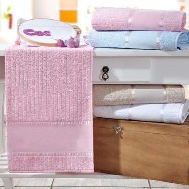 Imagem de Toalha de Lavabo Ponto Russo Algodão 30x50 - Tessi, Rosa