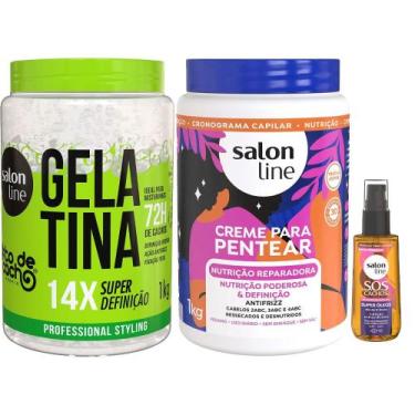 Imagem de Kit Salon Line Gelatina 1kg + Creme De Pentear Nutricão Reparadora 1Kg