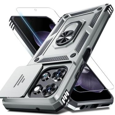 Imagem de Janmitta Compatível com Moto G 5G 2025 Capa de lente de câmera deslizante embutida + protetor de tela + suporte de anel de dedo, capa protetora de telefone de corpo inteiro resistente à prova de