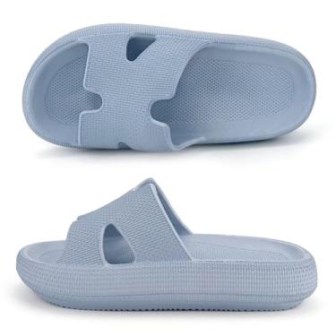 Imagem de Sandálias femininas Cloud Slides para recuperação de almofada com suporte de arco, chinelos femininos de espuma viscoelástica, antiderrapante, confortável, secagem rápida, Azul, 40