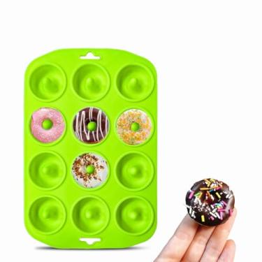Imagem de Silicone Mini Donut Maker Baking Pan Tray - 12 Holes - Pure Food Grade Premium Non-Stick Silicon - Green - Bake Like a Professional