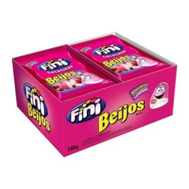 Imagem de Bala de Gelatina Beijos de Morango Fini - 180g, 1 Display com 12 pacot