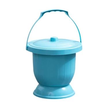 Imagem de Kokiya Pote de câmara escarpagem portátil com tampa de cama recipiente de urinária noturna com alça de alça de urinol para viajar para carro para casa, Blue S