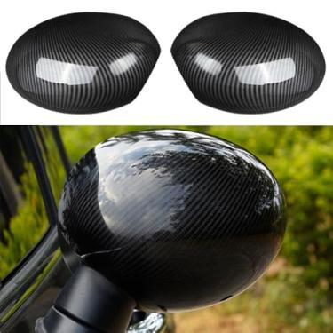 Imagem de Tampa de espelho retrovisor de porta para Mini Cooper R55 R56 R60 2007-2013, ABS estilo fibra de carbono tampas de espelho lateral de substituição de tampas de proteção de espelho retrovisor