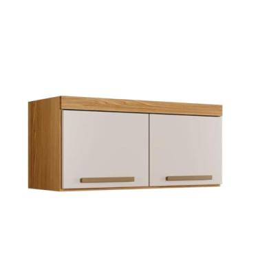 Imagem de Armário para Cozinha Pequena Multiuso 2 Portas Suspenso de Parede (Cinamomo - Off White)