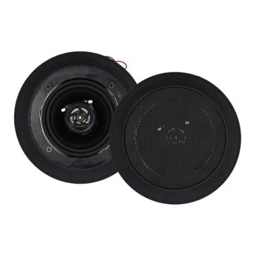 Imagem de Rockville CC4T preto, 4 alto-falantes de teto de 70 V, grade de montagem embutida pintável, tweeter giratório, compatível com 8 ohms, perfeito para restaurantes, escritórios e áudio comercial