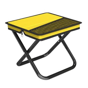 Imagem de Pegciuho Dobrando as bancas de camping da bolsa de camping tardio de banco dobrável assento nas fezes de pesca para externo, jardinagem, churrasco, pátio, Amarelo
