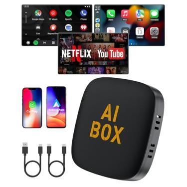 Imagem de Adaptador automotivo sem fio 4 em 1 Carplay e Android – Magic CarPlay Ai Box Streaming de vídeo para cartão Netflix/YouTube/TF, adaptador sem fio CarPlay para carros com fio OEM Surface Pro 9/8