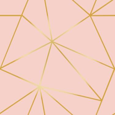 Imagem de Papel De Parede 5m Geométrico Rosa Rose Gold Rolo