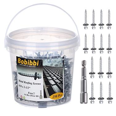 Imagem de Bobibbi Parafusos De Telhado De Metal 10 X 2-1/2 Polegadas, Parafuso De Telhado De Chapa De Metal Com Cabeça Sextavada E Arruela Epdm Para Telhado Corrugado (250 Unidades)