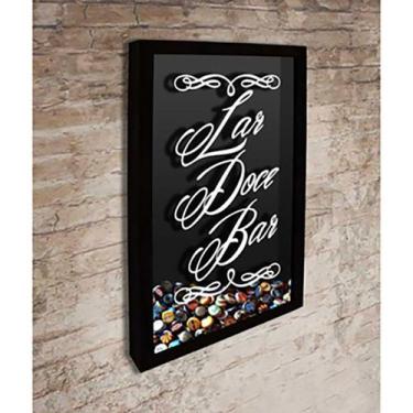 Imagem de Quadro Porta Tampinhas Lar doce bar - Quadro Novo, Preto, 45x63