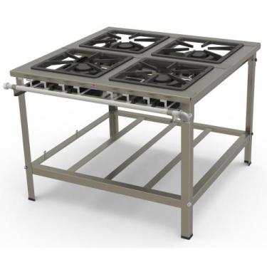 Imagem de Fogão Progás Inox 4 Queimadores Duplos de Encosto PMDINOX-400F