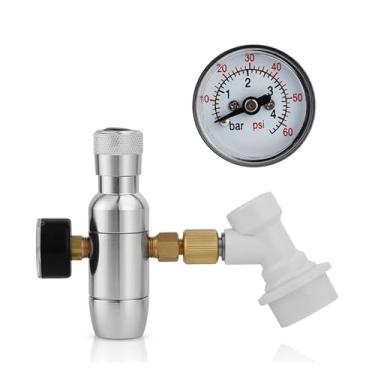 Imagem de Fabricação caseira de cerveja Upgraded Mini Co2 Charger(two-stage), 0-60 PSI Beer Co2 Regulator Stable Pressure Control Homebrew Mini Keg Growler Charger Kit Acessórios para vinho(Type 1)