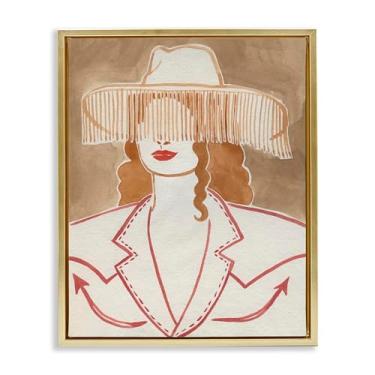 Imagem de Stupell Industries Arte de parede em tela emoldurada Western Cowgirl Fashion Gold Floater por Grace Popp, 25 x 31