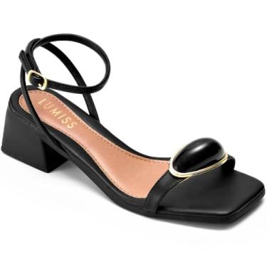 Imagem de Sandália Feminina Lumiss Salto Baixo Confortável Enfeite Metalizado Blogueira preto36