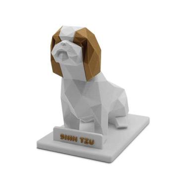 Imagem de Escultura Decorativa Cachorro Shih Tzu com Mancha - 3D Think BR, Caram