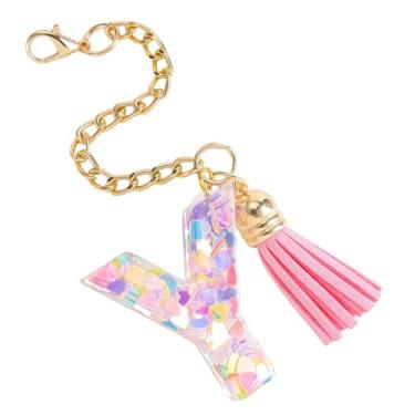 Imagem de HAPPYLIVE SHOPPING Pingente de letra para Stanley Cup, 1 peça, pingente de chaveiro rosa para mulheres, one size, Resina epóxi