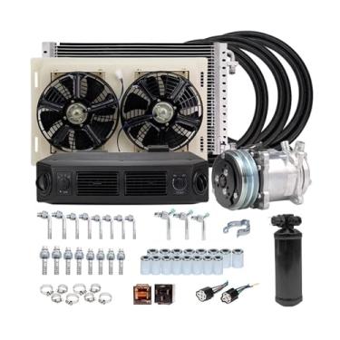 Imagem de 12V 24V A/C Ar Condicionado Evaporador Radiador Compressor Kit Compatível Para Muscle Car Caminhão Van Trator Escavadeira Motorhome AC Peças(A-24V Cool and Heat)