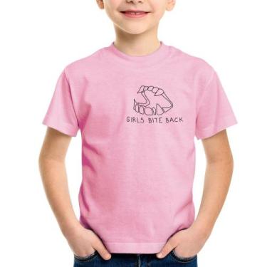 Imagem de Camiseta Infantil Girls bite back - Foca na Moda, Rosa bebê, 6