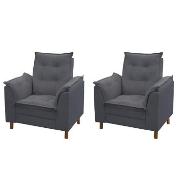 Imagem de Kit 02 Poltronas Isa Escritório Consultório Recepção Suede Cinza - Mabe Magazine