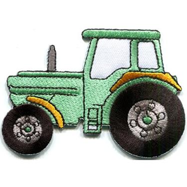 Imagem de Trator Crawler Arado Caminhão Fazenda Verde Menta Bordado Aplique de Ferro Novo S-1344